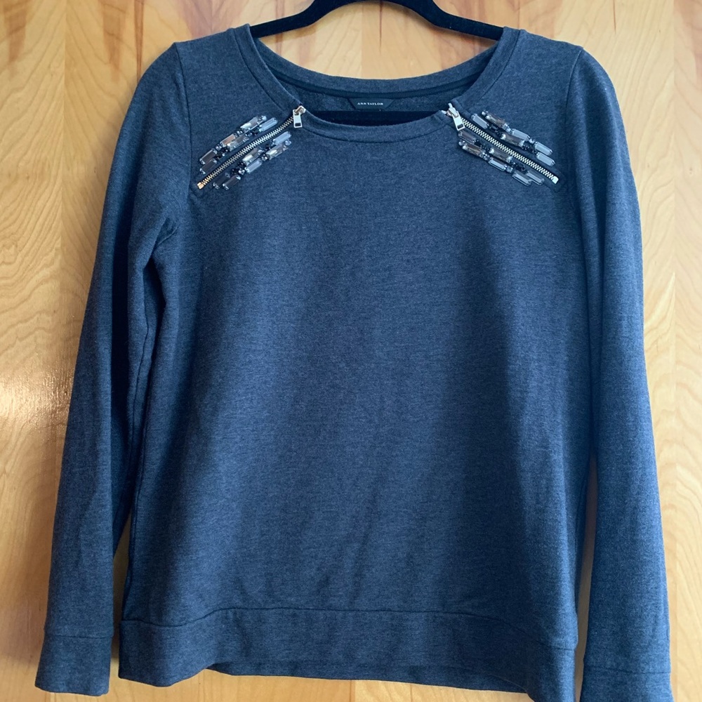 Anne Taylor Beaded Sweatshirt Top